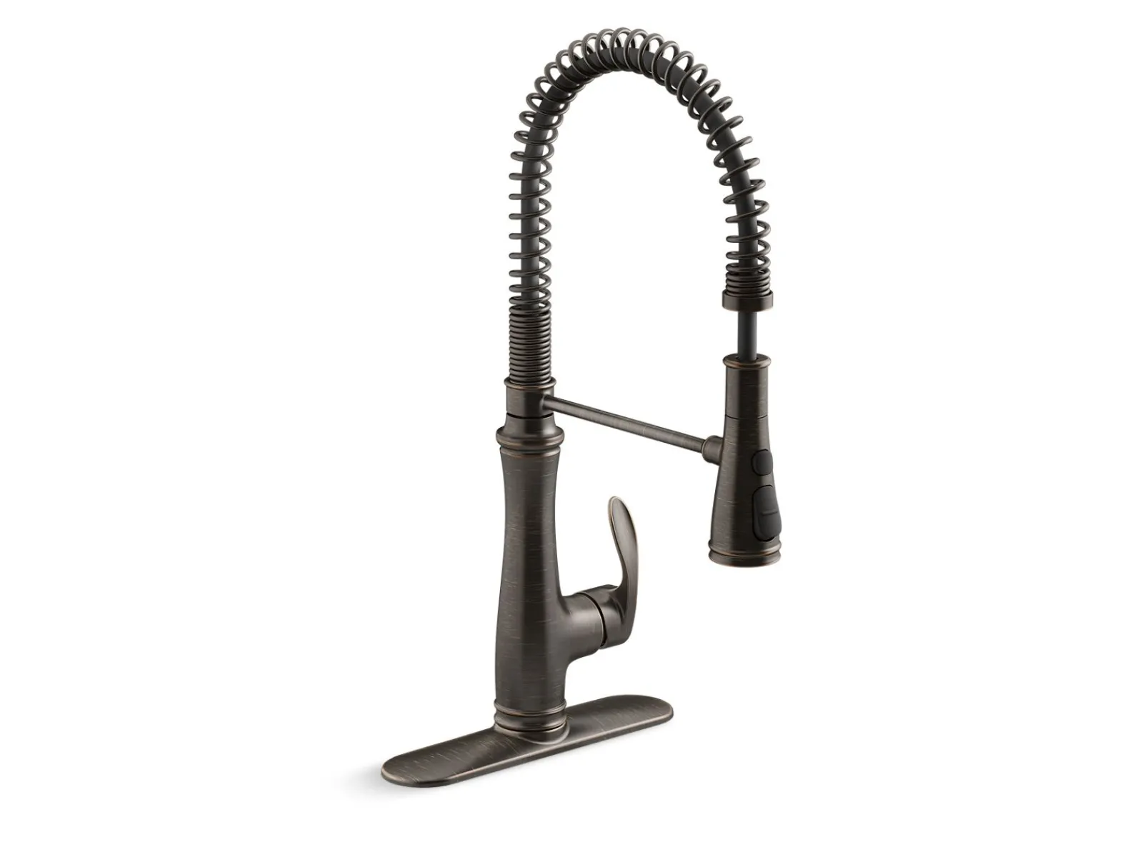 Semi-professional kitchen sink faucet with three-function sprayhead^Kohler