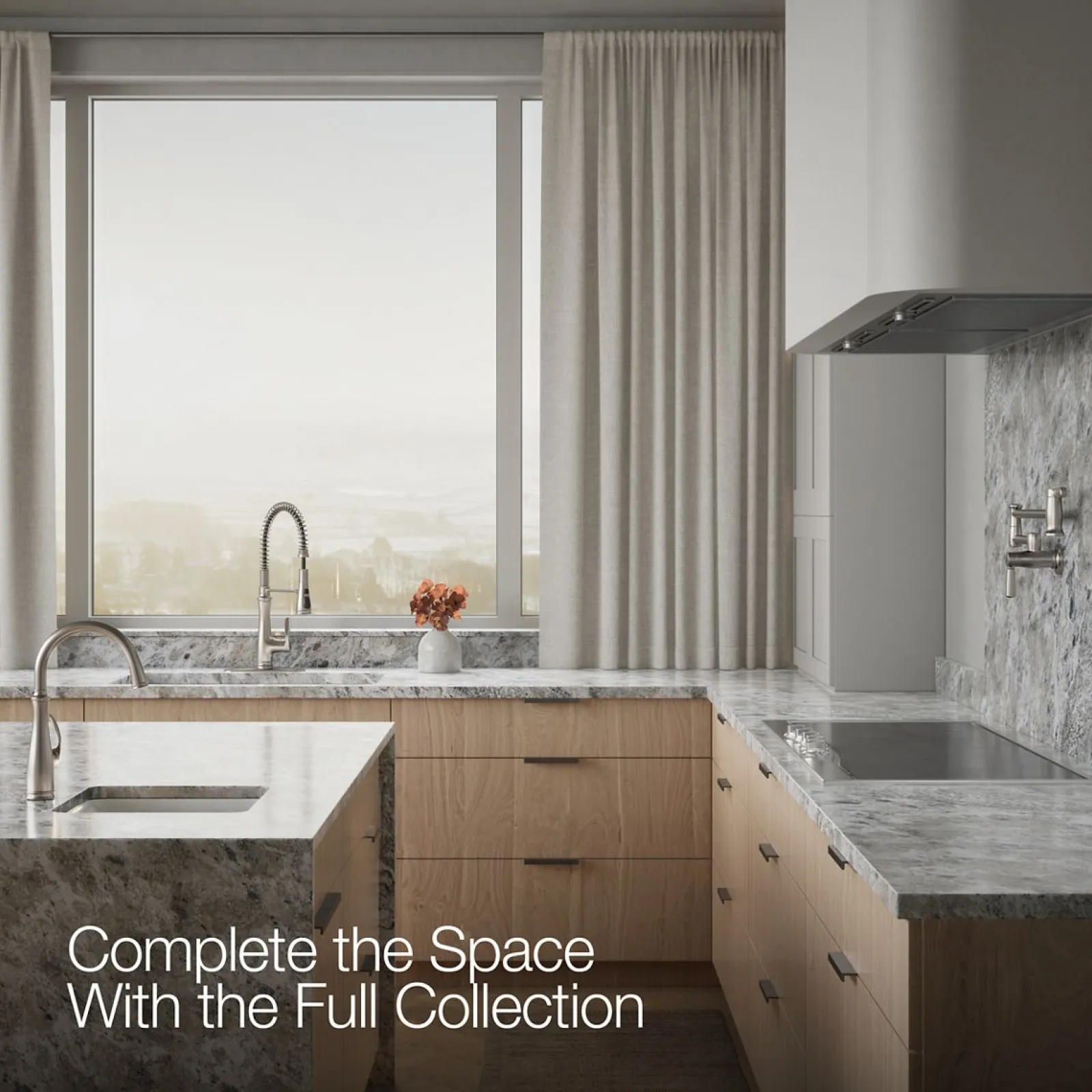 Semi-professional kitchen sink faucet with three-function sprayhead^Kohler