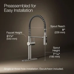 Semi-professional kitchen sink faucet with three-function sprayhead^Kohler New