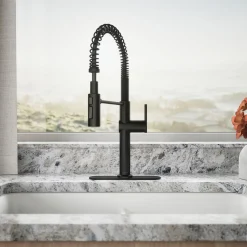 Semi-professional kitchen sink faucet with three-function sprayhead^Kohler New