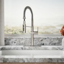 Semi-professional kitchen sink faucet with three-function sprayhead^Kohler New