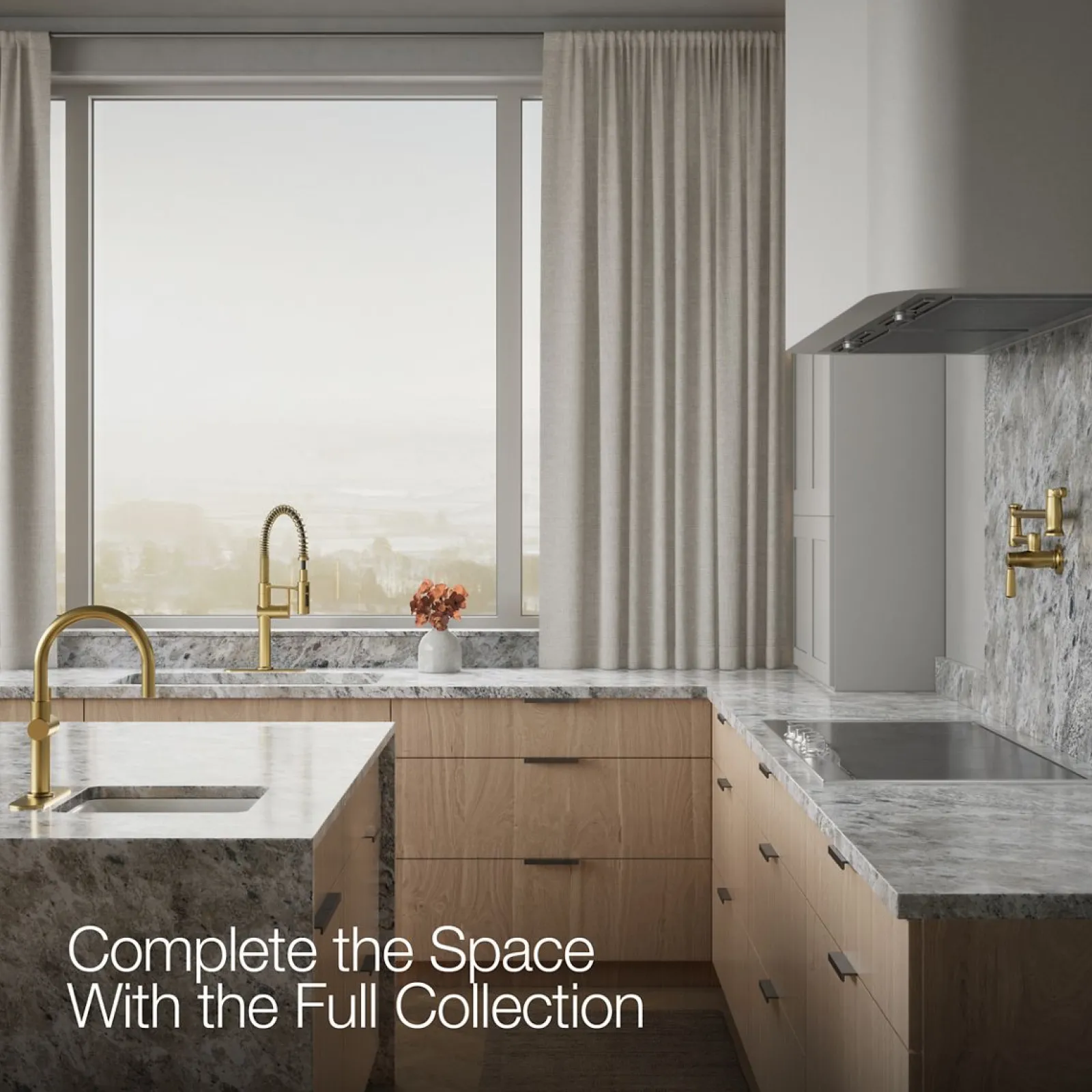 Semi-professional kitchen sink faucet with three-function sprayhead^Kohler New