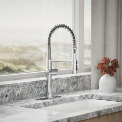 Semi-professional kitchen sink faucet with three-function sprayhead^Kohler New