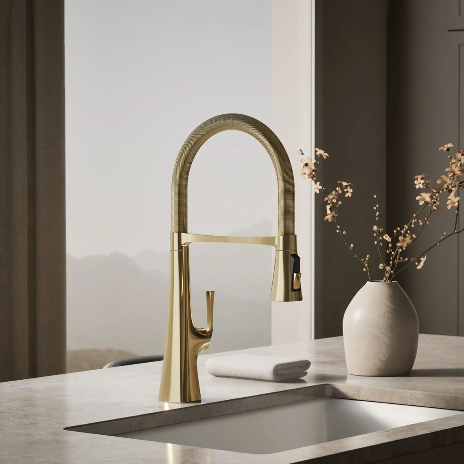 Semi-professional kitchen sink faucet with three-function sprayhead^Kohler Online