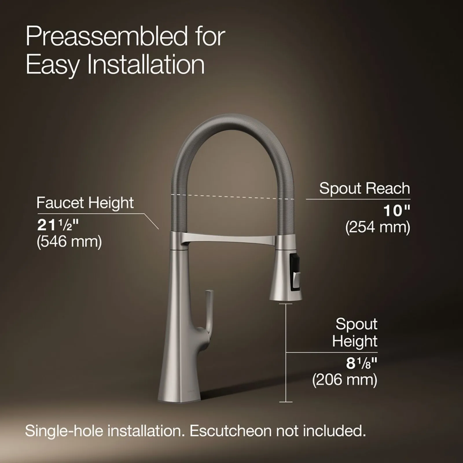 Semi-professional kitchen sink faucet with three-function sprayhead^Kohler Online