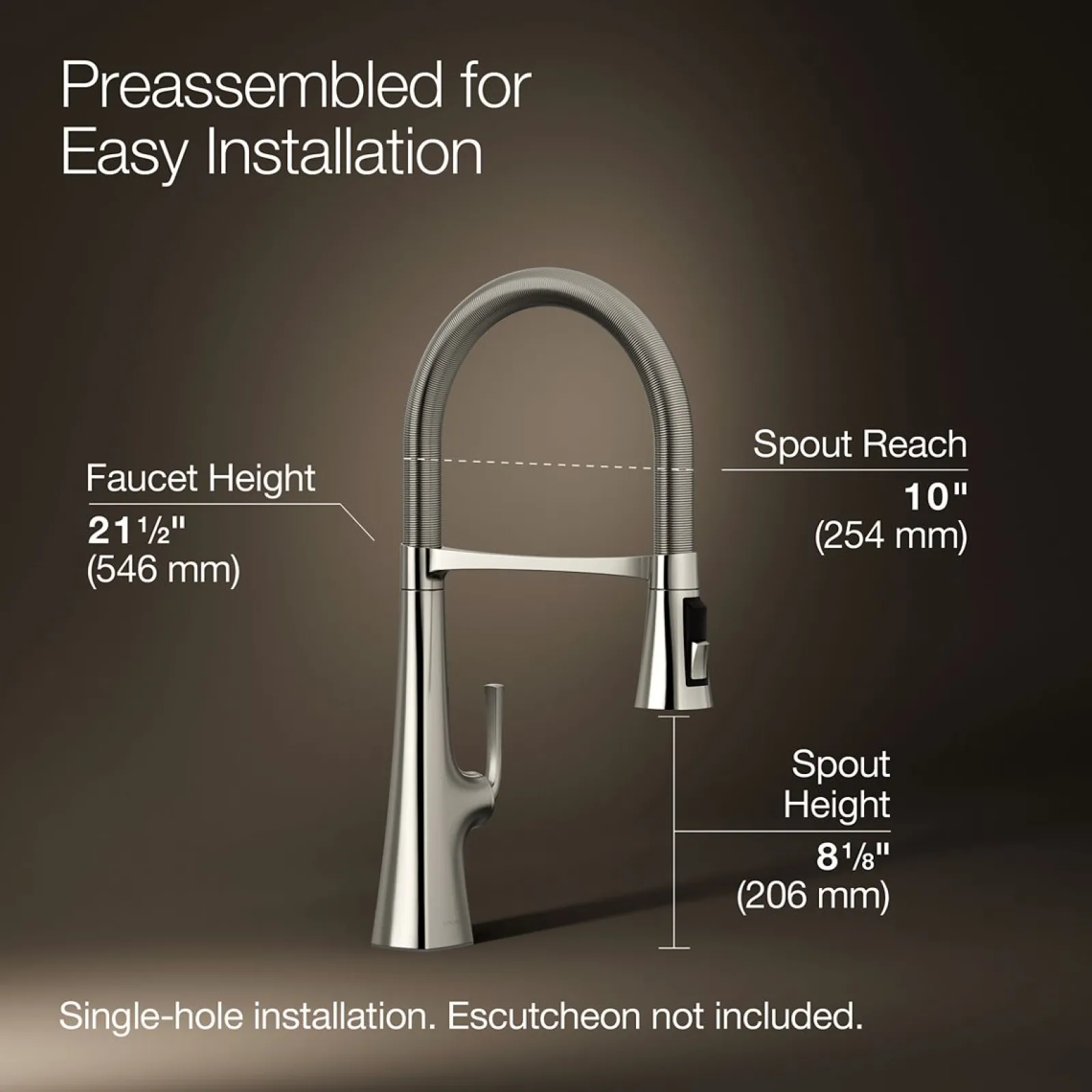 Semi-professional kitchen sink faucet with three-function sprayhead^Kohler Online