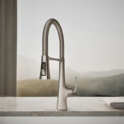 Semi-professional kitchen sink faucet with three-function sprayhead^Kohler Online