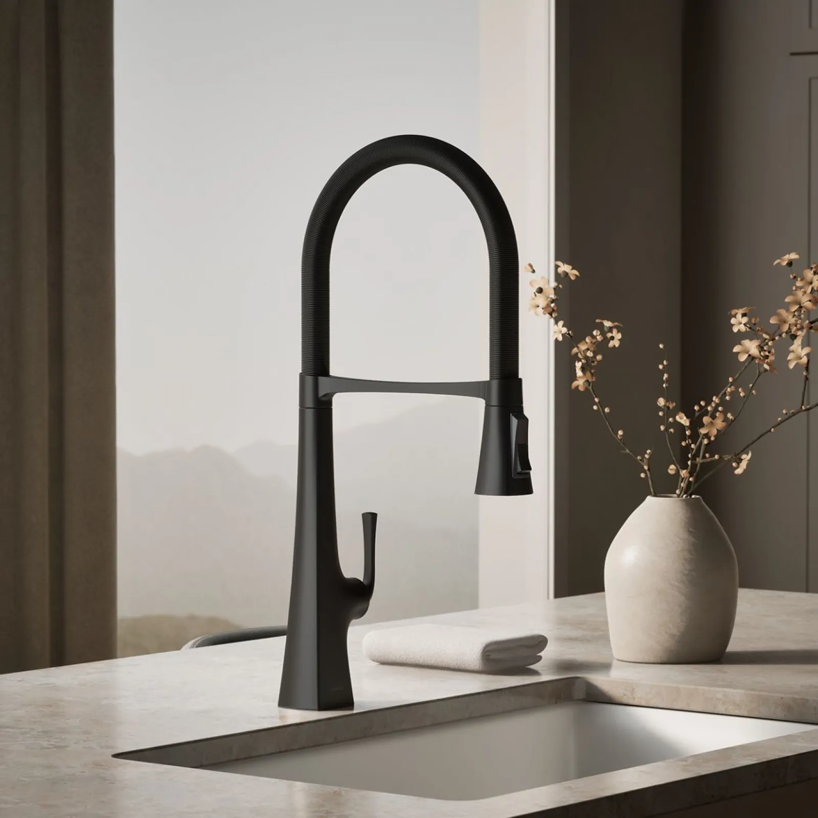 Semi-professional kitchen sink faucet with three-function sprayhead^Kohler New