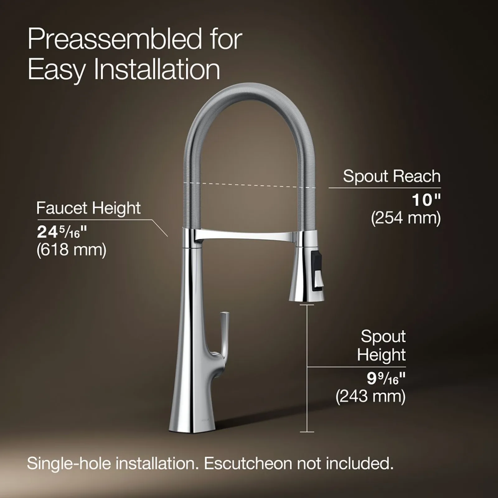 Semi-professional kitchen sink faucet with three-function sprayhead^Kohler New