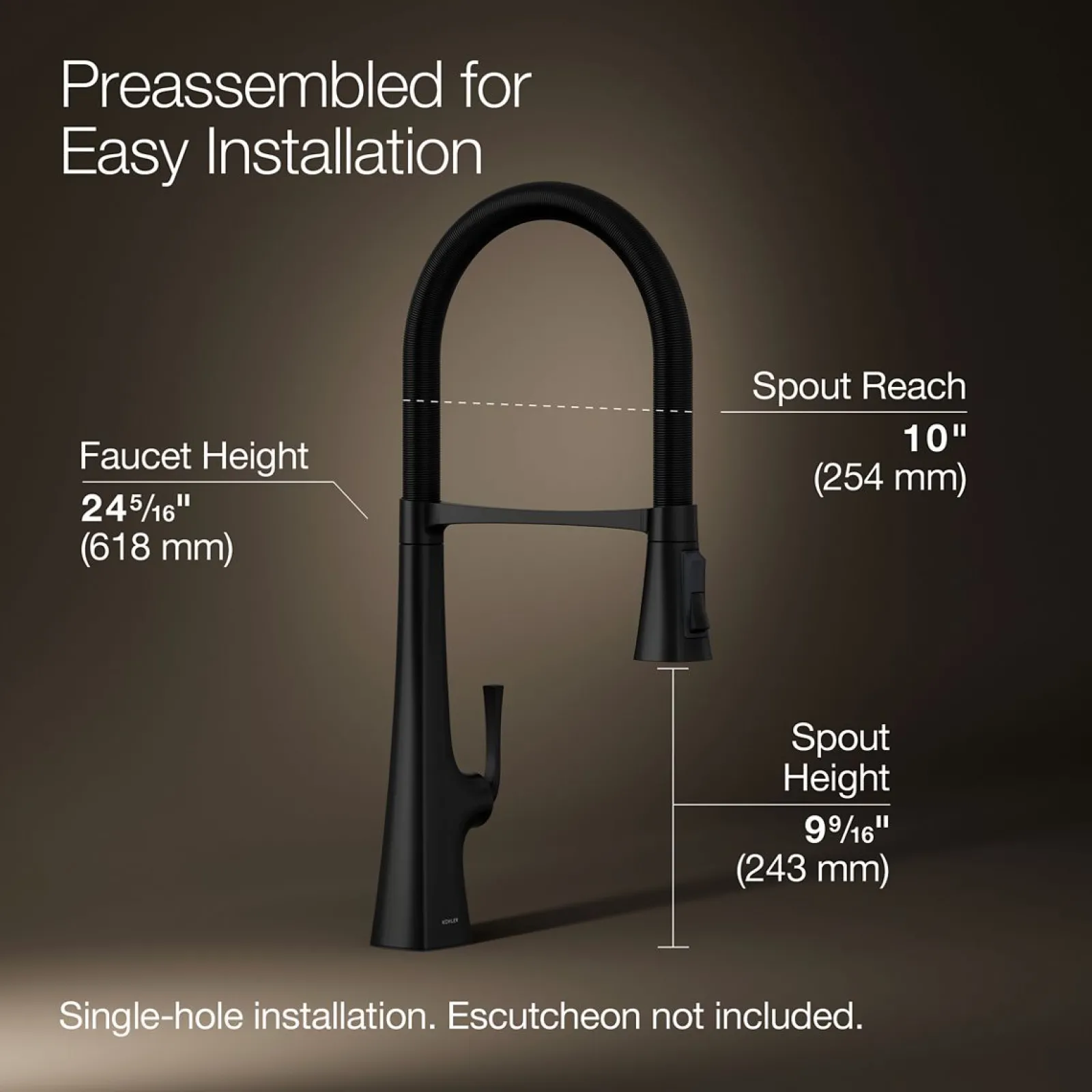 Semi-professional kitchen sink faucet with three-function sprayhead^Kohler New