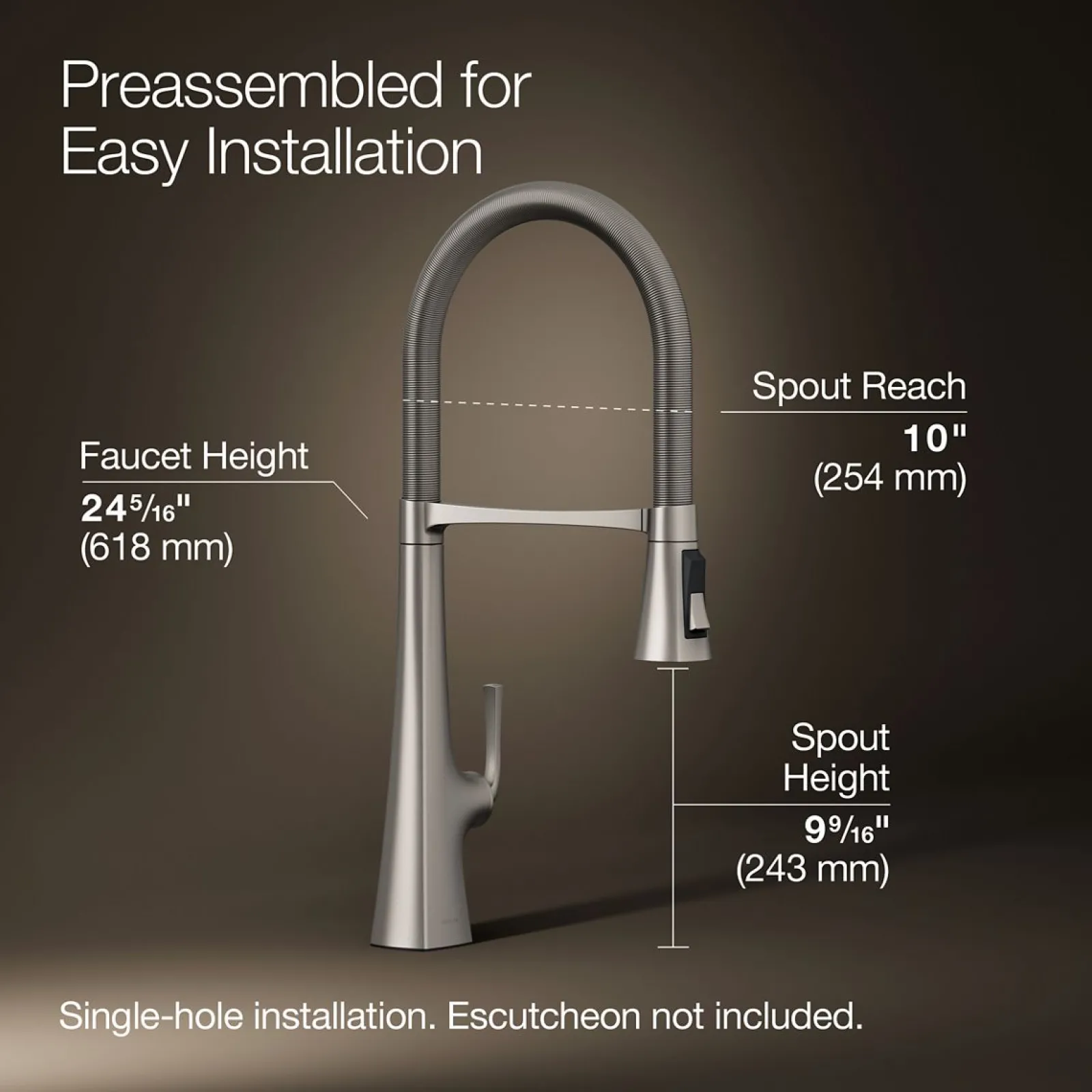 Semi-professional kitchen sink faucet with three-function sprayhead^Kohler New
