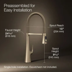Semi-professional kitchen sink faucet with three-function sprayhead^Kohler New