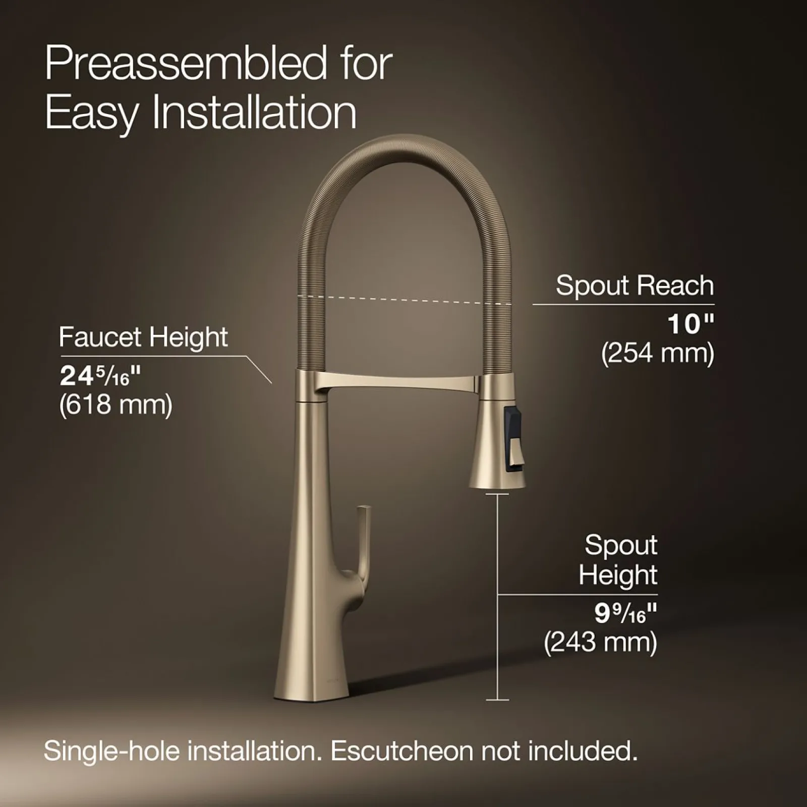 Semi-professional kitchen sink faucet with three-function sprayhead^Kohler New