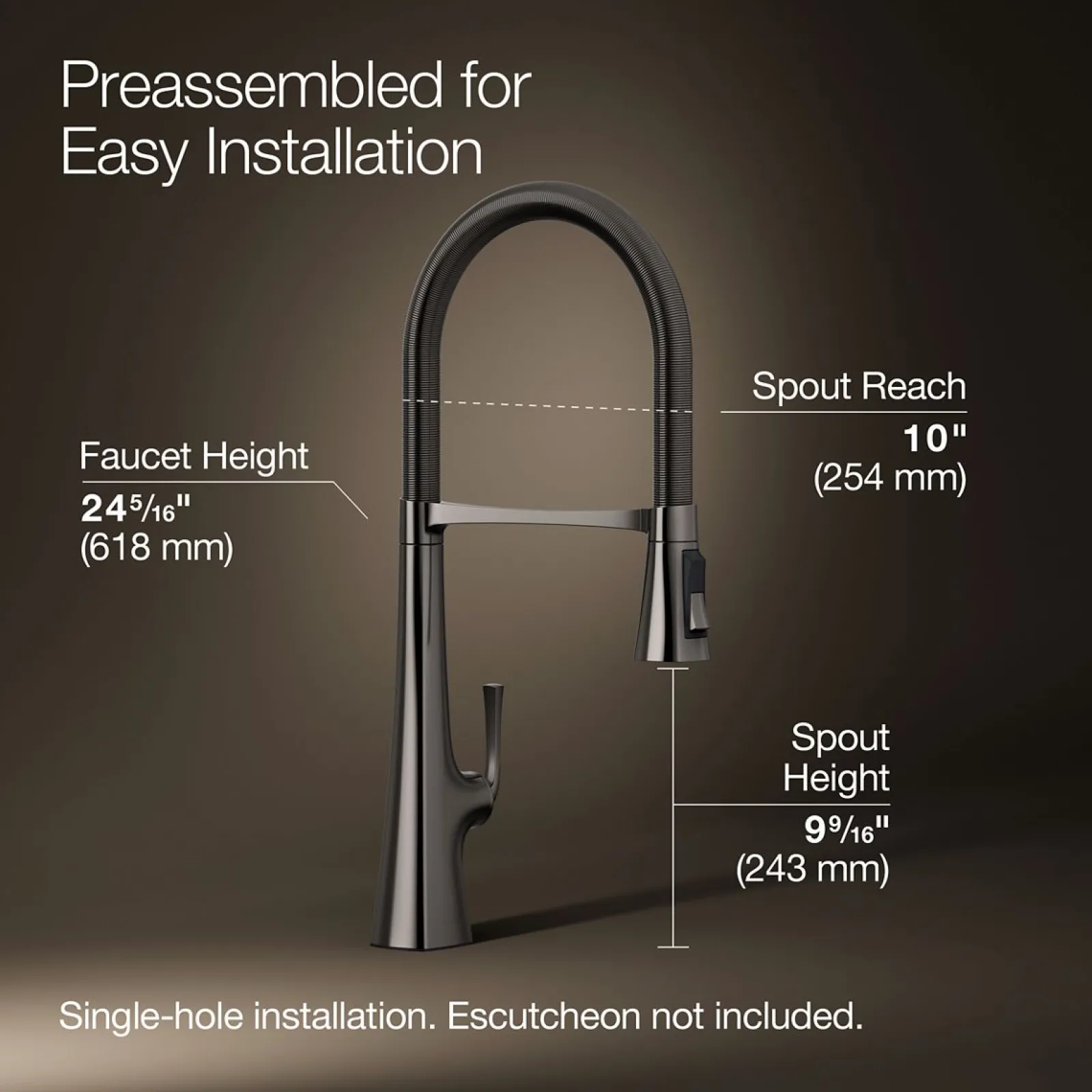 Semi-professional kitchen sink faucet with three-function sprayhead^Kohler New