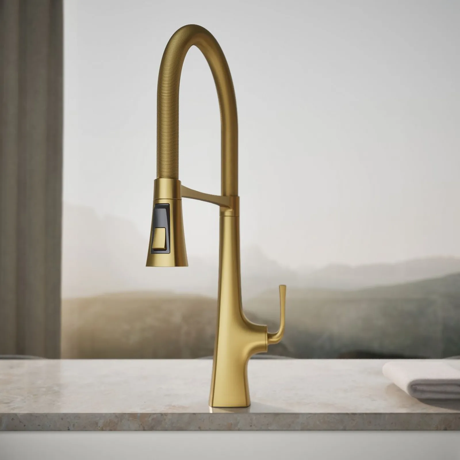 Semi-professional kitchen sink faucet with three-function sprayhead^Kohler New