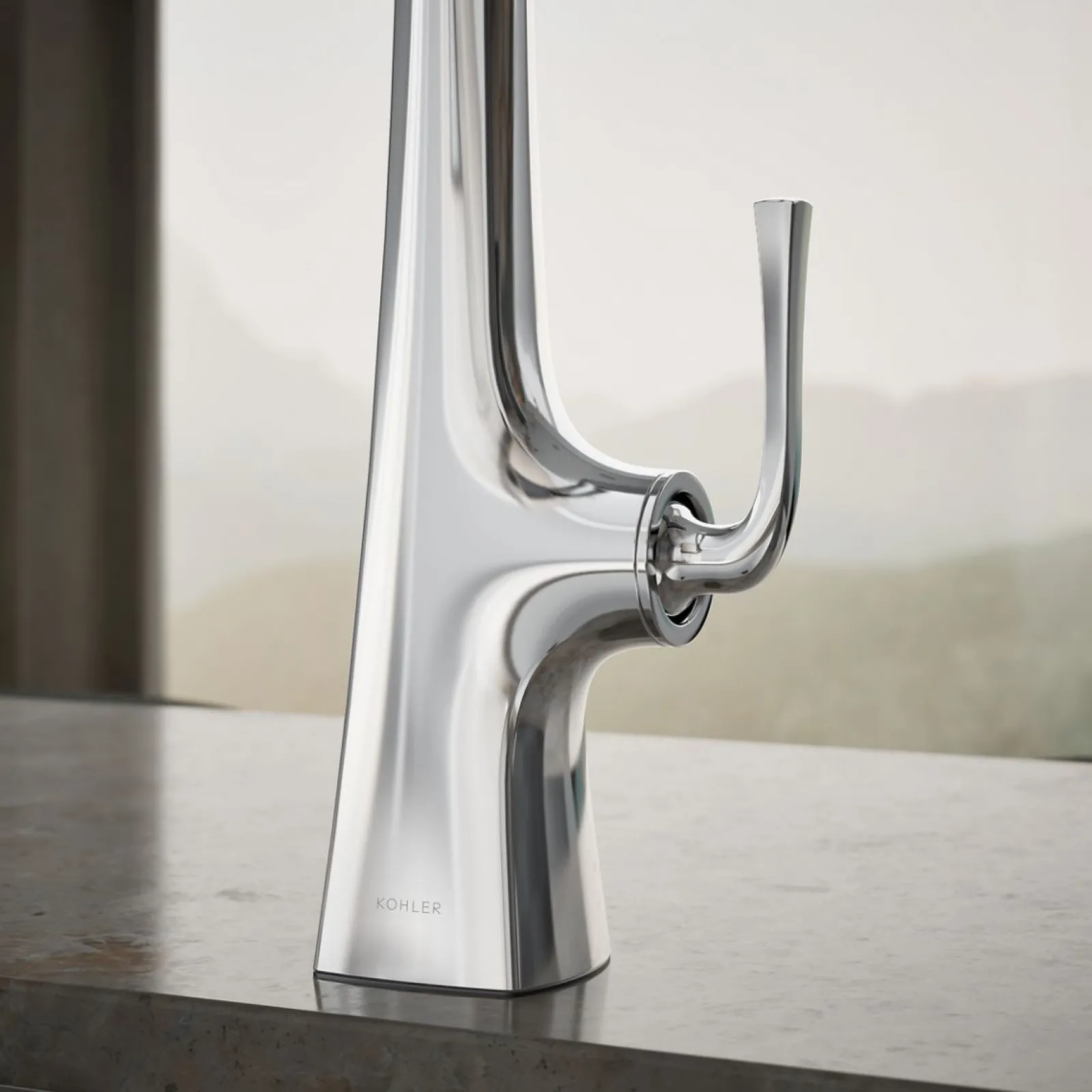 Semi-professional kitchen sink faucet with three-function sprayhead^Kohler New