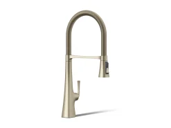 Semi-professional kitchen sink faucet with three-function sprayhead^Kohler New