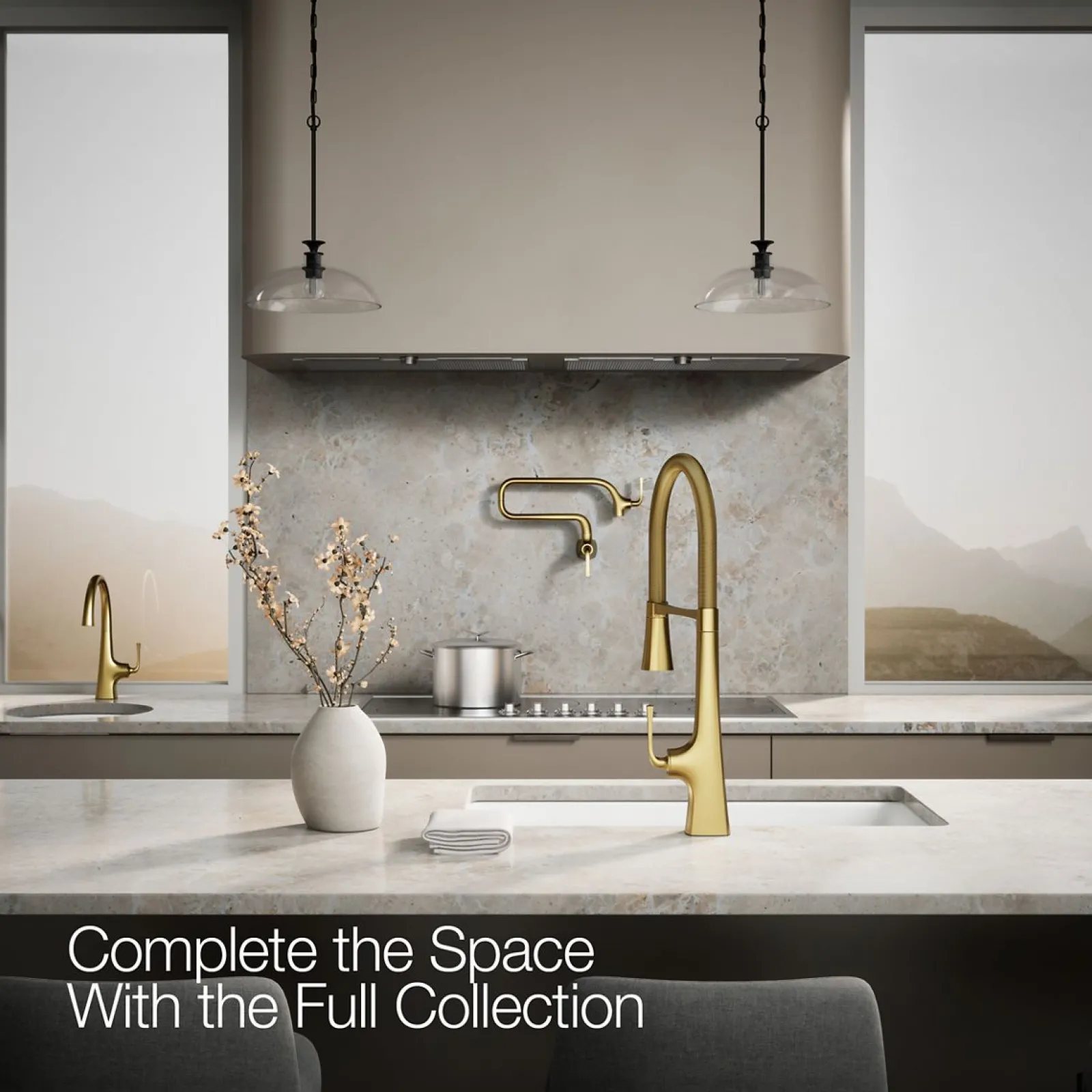 Semi-professional kitchen sink faucet with three-function sprayhead^Kohler New