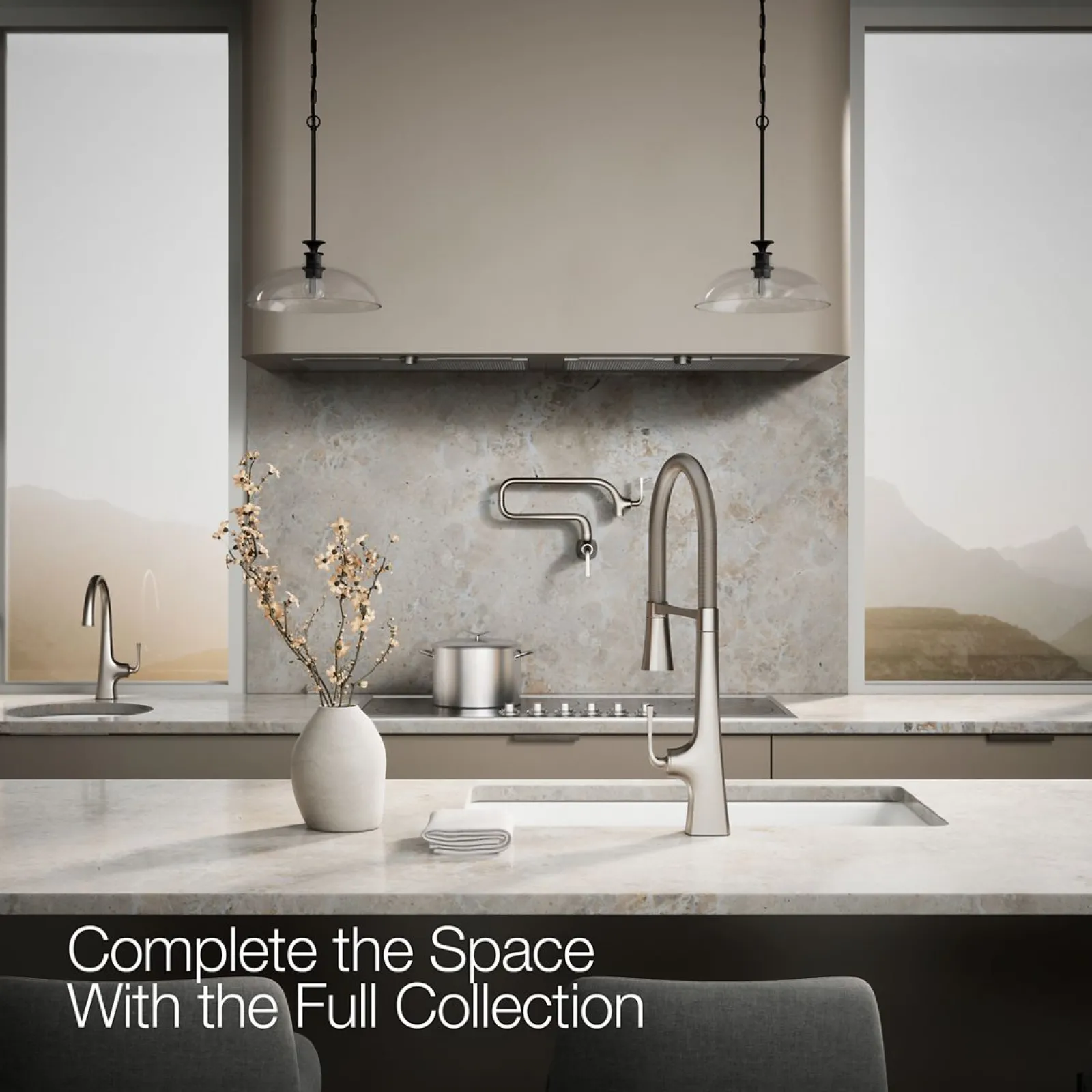 Semi-professional kitchen sink faucet with three-function sprayhead^Kohler New