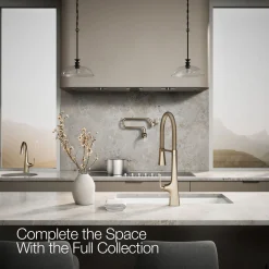 Semi-professional kitchen sink faucet with three-function sprayhead^Kohler New