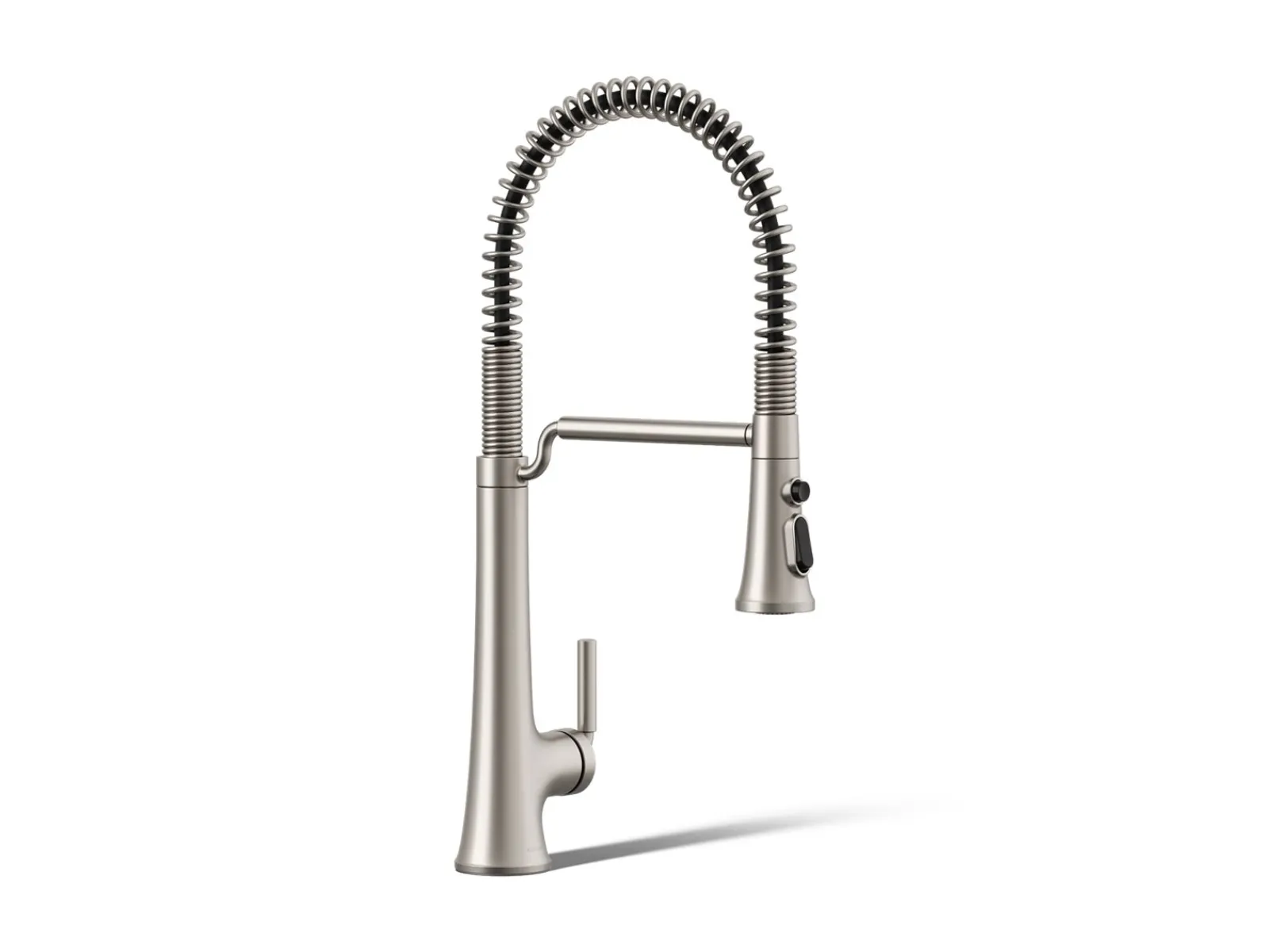 Semi-professional pull-down kitchen sink faucet with three-function sprayhead^Kohler Hot