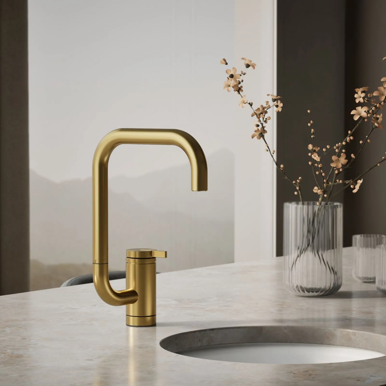 Single-handle bar sink faucet with two-function extended-reach spout^Kohler New