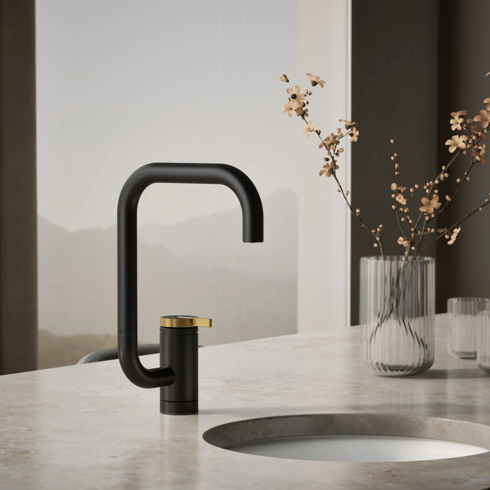 Single-handle bar sink faucet with two-function extended-reach spout^Kohler New