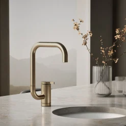 Single-handle bar sink faucet with two-function extended-reach spout^Kohler New