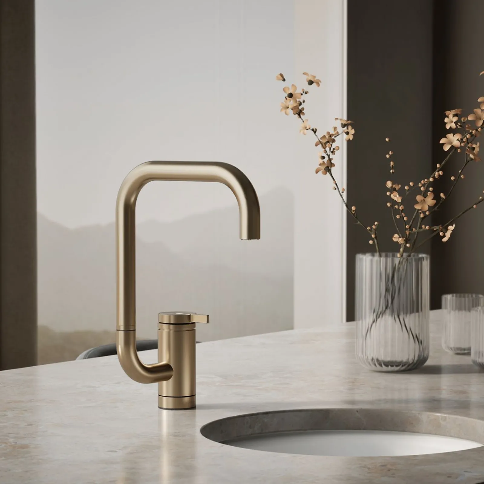 Single-handle bar sink faucet with two-function extended-reach spout^Kohler New