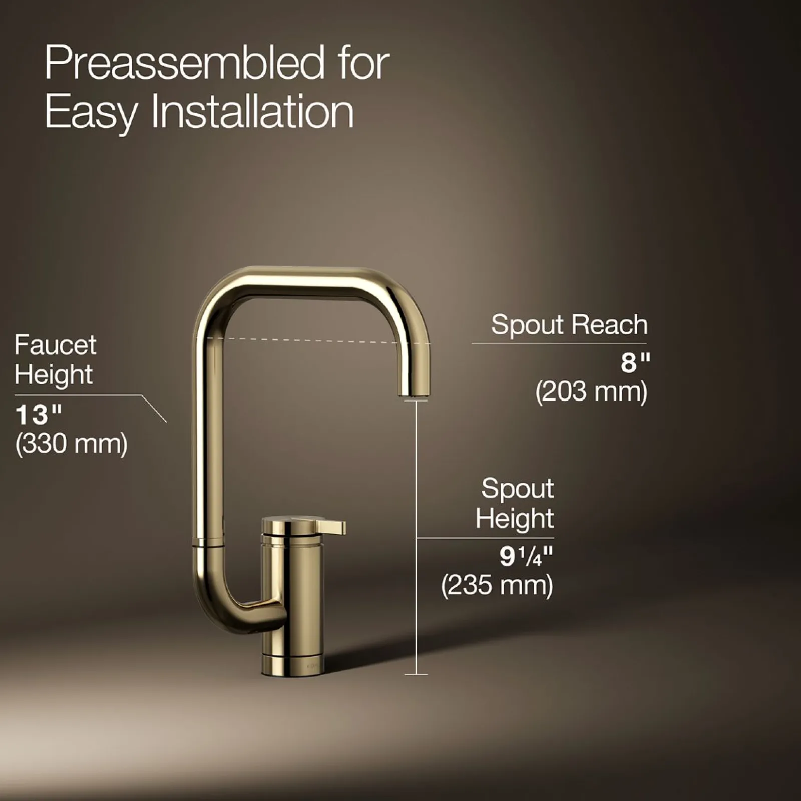 Single-handle bar sink faucet with two-function extended-reach spout^Kohler New