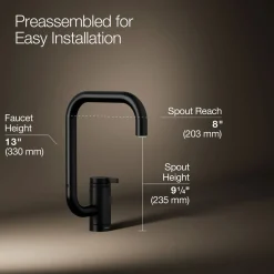 Single-handle bar sink faucet with two-function extended-reach spout^Kohler New