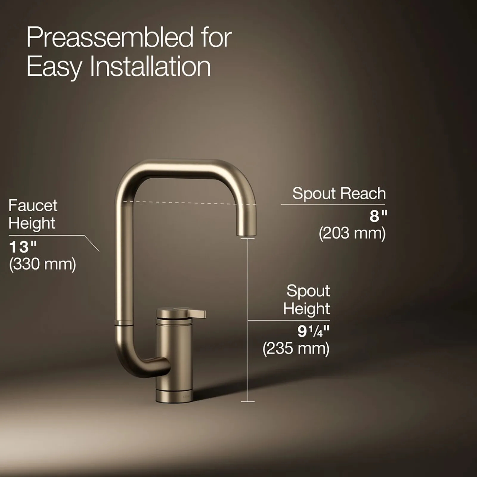 Single-handle bar sink faucet with two-function extended-reach spout^Kohler New