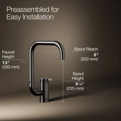 Single-handle bar sink faucet with two-function extended-reach spout^Kohler New