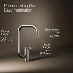 Single-handle bar sink faucet with two-function extended-reach spout^Kohler New