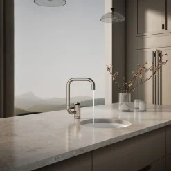 Single-handle bar sink faucet with two-function extended-reach spout^Kohler New
