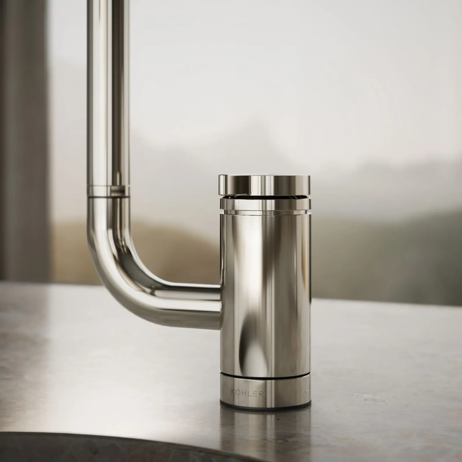 Single-handle bar sink faucet with two-function extended-reach spout^Kohler New