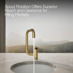 Single-handle bar sink faucet with two-function extended-reach spout^Kohler New