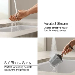 Single-handle bar sink faucet with two-function extended-reach spout^Kohler New