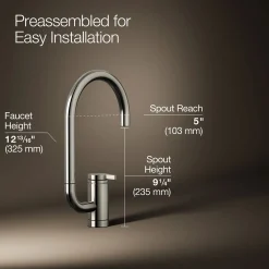 Single-handle bar sink faucet with two-function extended-reach spout^Kohler Clearance