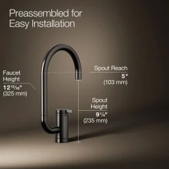 Single-handle bar sink faucet with two-function extended-reach spout^Kohler Clearance