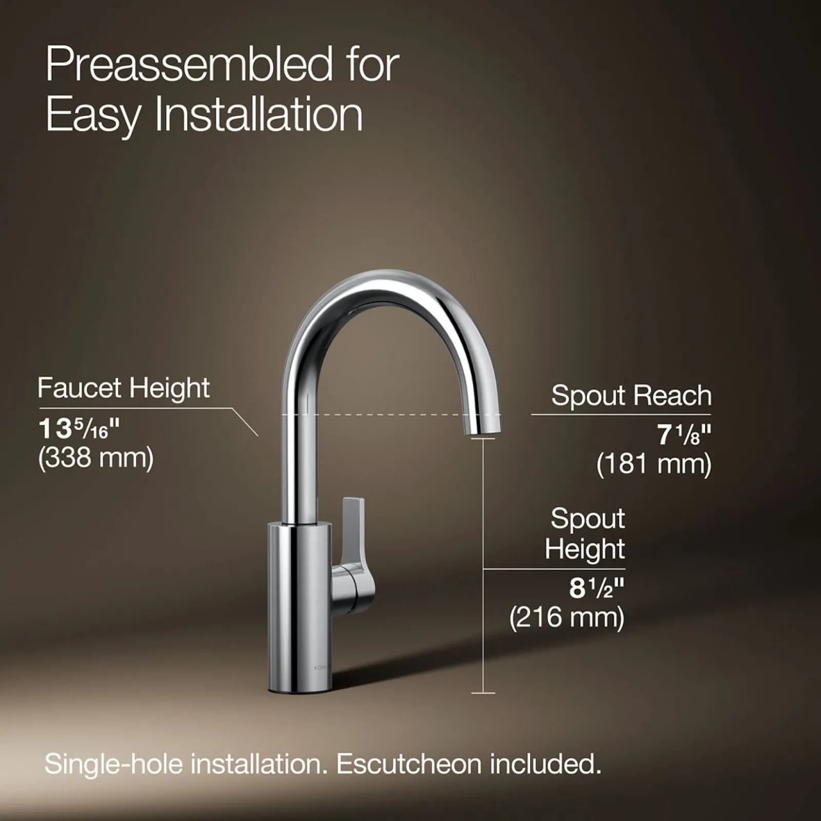 Single-handle bar sink faucet^Kohler Hot