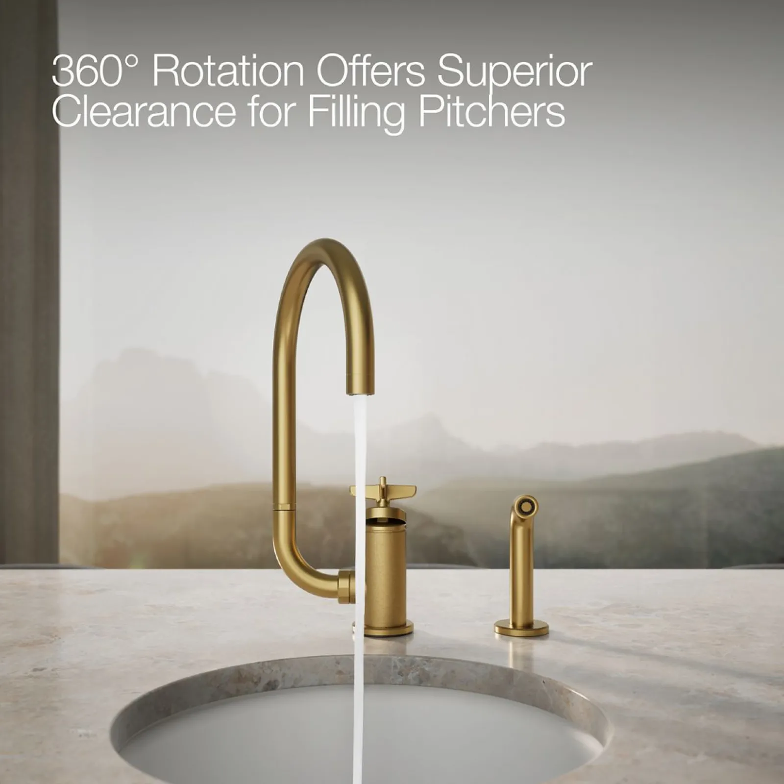 Single-handle bar sink faucet with two-function extended-reach spout and side sprayer^Kohler Outlet