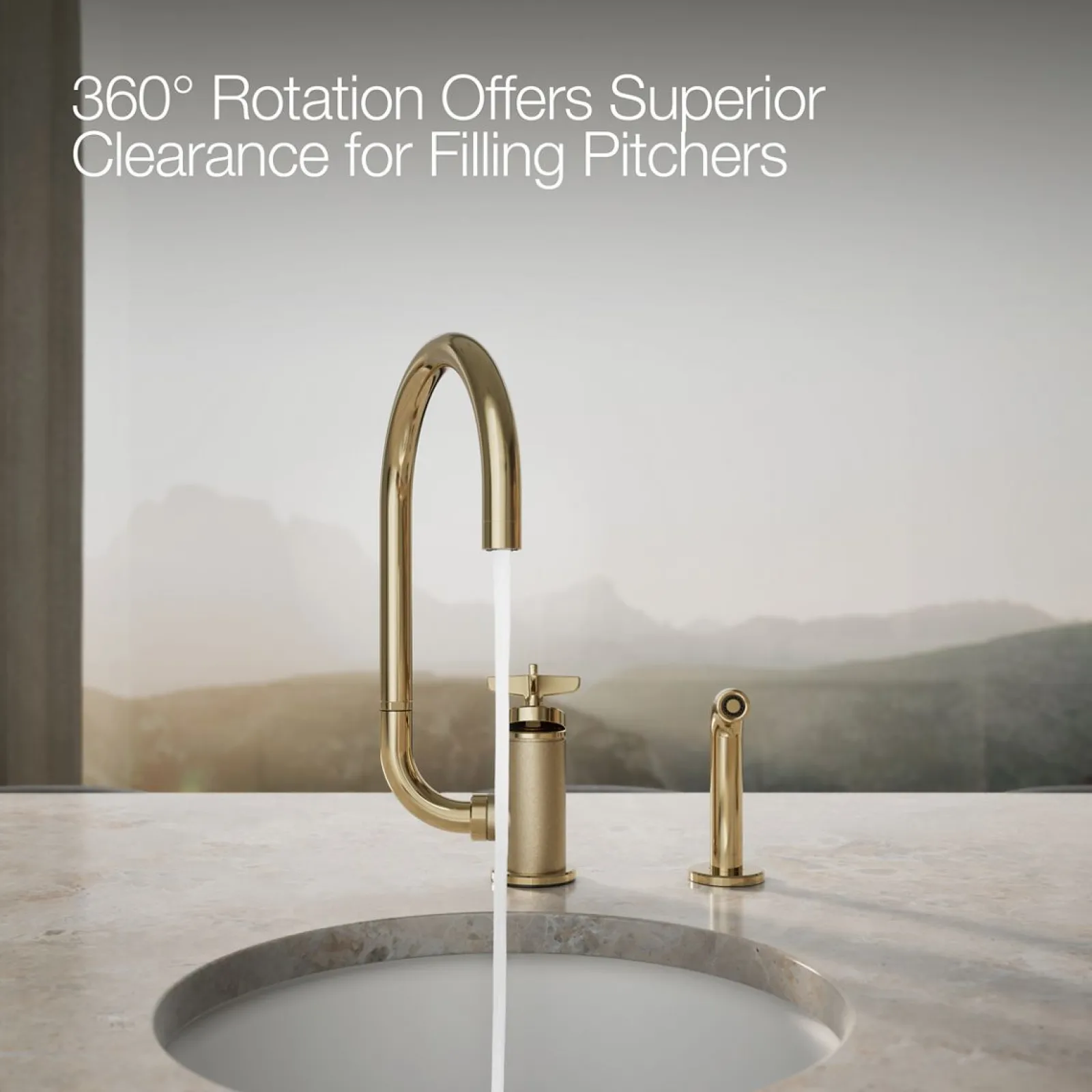 Single-handle bar sink faucet with two-function extended-reach spout and side sprayer^Kohler Outlet