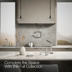 Single-handle bar sink faucet with two-function extended-reach spout and side sprayer^Kohler Online