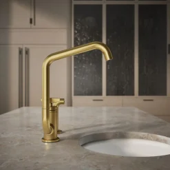 Single-handle bar sink faucet with two-function extended-reach spout and side sprayer^Kohler Online
