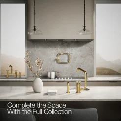 Single-handle bar sink faucet with two-function extended-reach spout and side sprayer^Kohler Online