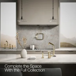 Single-handle bar sink faucet with two-function extended-reach spout and side sprayer^Kohler Online