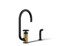 Single-handle bar sink faucet with two-function extended-reach spout and side sprayer^Kohler Online