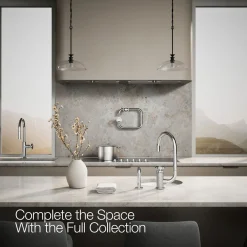 Single-handle bar sink faucet with two-function extended-reach spout and side sprayer^Kohler Online