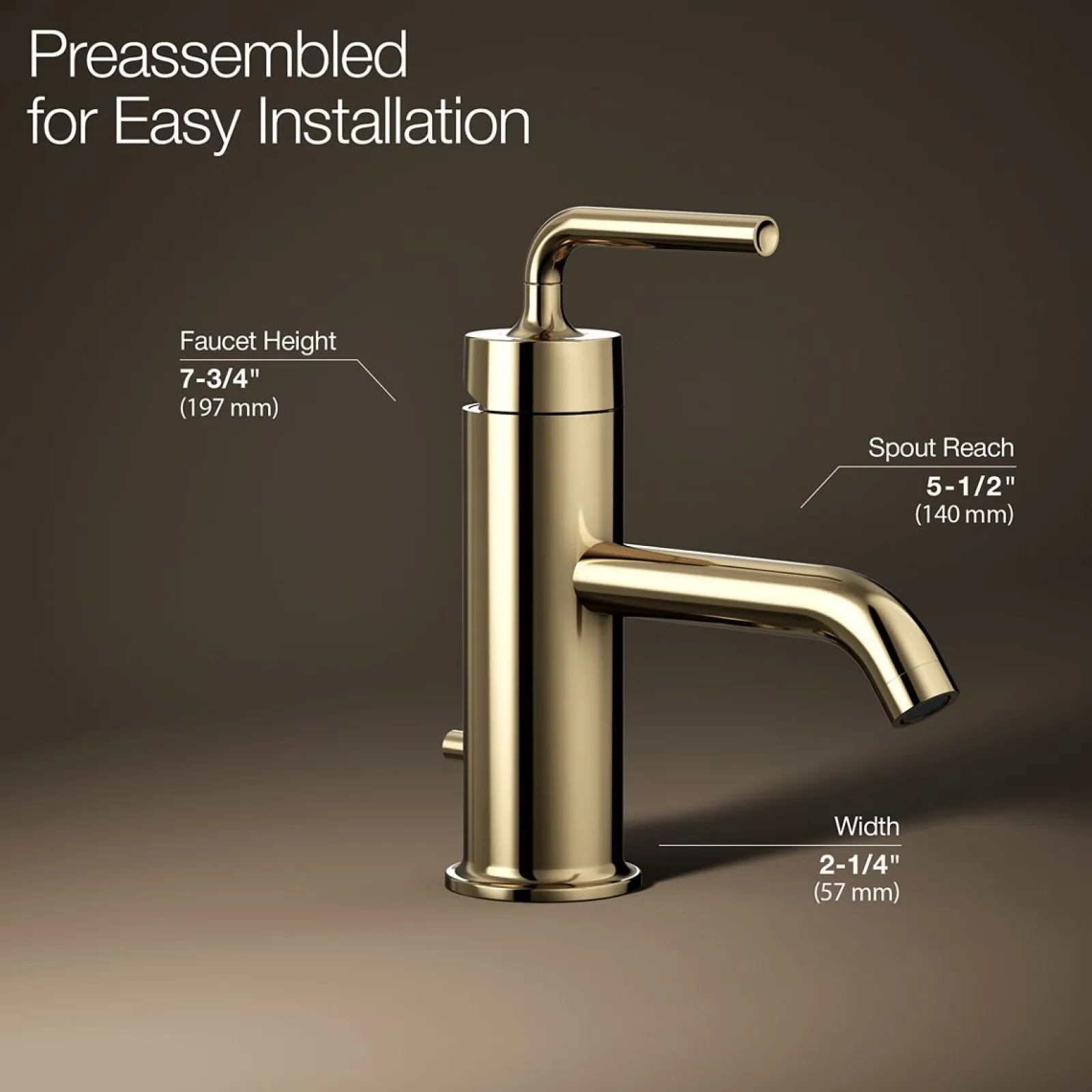 Single-handle bathroom sink faucet with Straight Lever handle, 1.2 gpm^Kohler New
